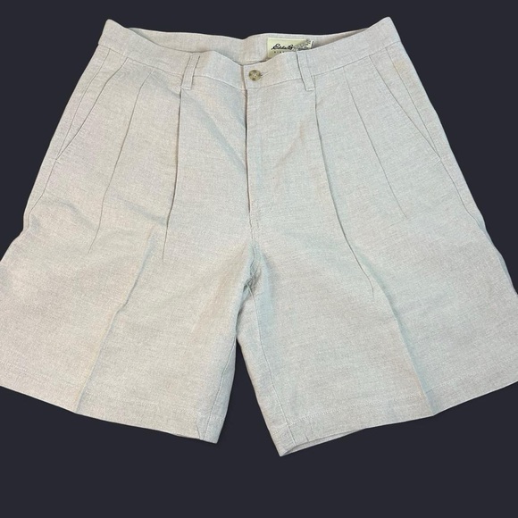 Vintage Eddie Bauer Linen Blend Pleated Shorts – Size 34 - Picture 1 of 7